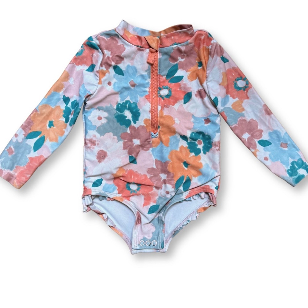 Carter’s Floral Baby Swimsuit – 18 Months – Long Sleeve Rash Guard
